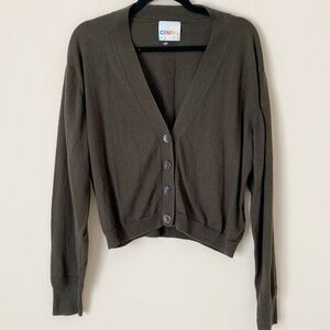 Crush Cashmere green cotton cashmere blend cardigan sweater M
